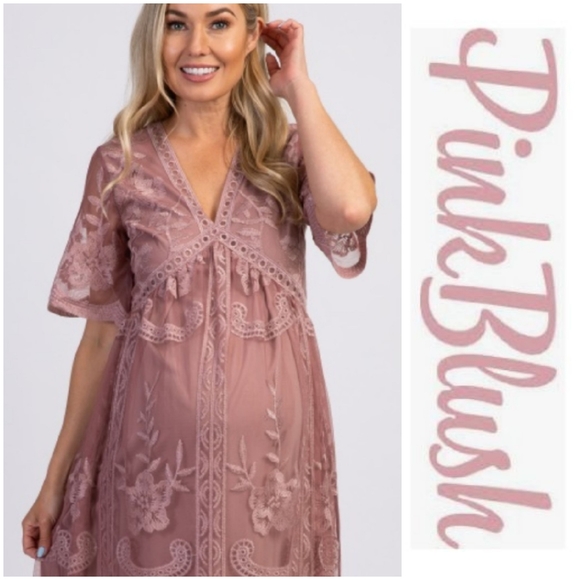Pinkblush Dresses & Skirts - Pinkblush Dark Mauve Lace Maternity Maxi Dress